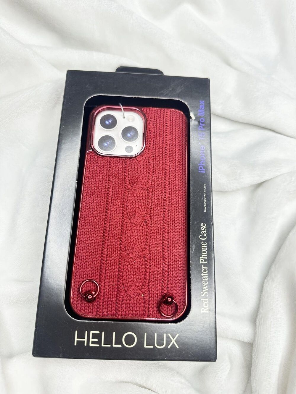 HELLO LUX Red Sweater Dual Layer Phone Case For IPhone 15 Pro Max Fabric Shell